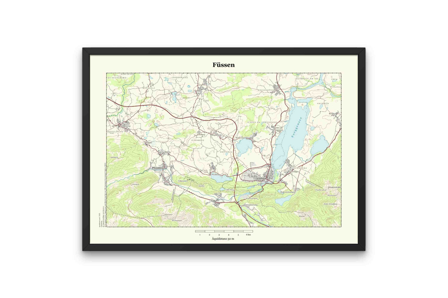 Füssen - Vintage Topographische Landkarte, Allgäuer Alpen