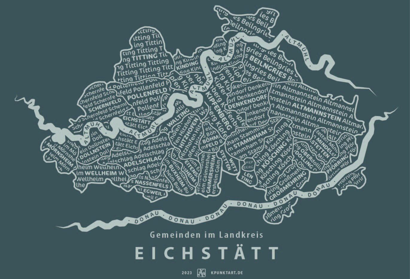 Landkreis Eichstätt, Siebdruck 50x40 cm