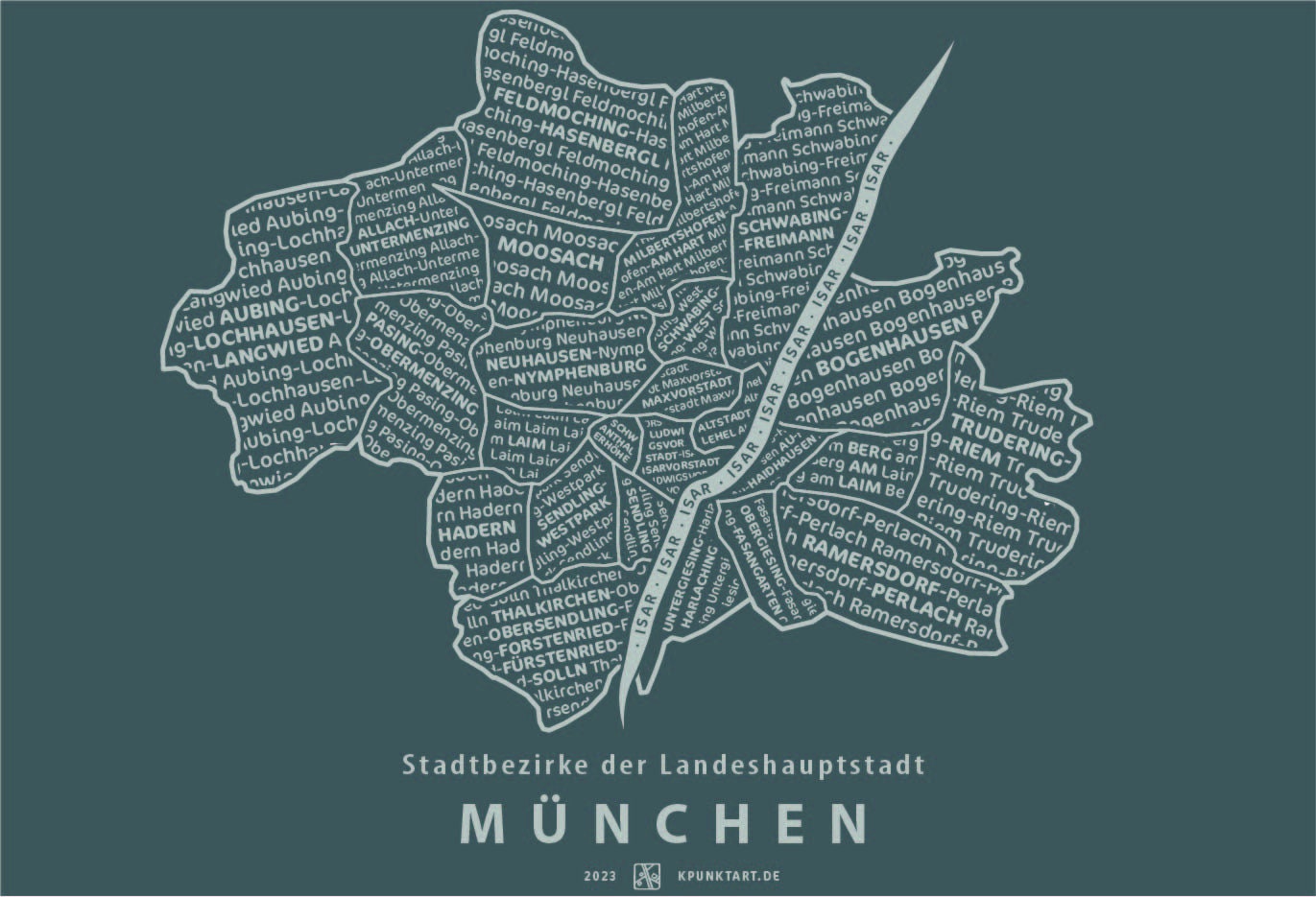Stadt München, Siebdruck 50x40 cm