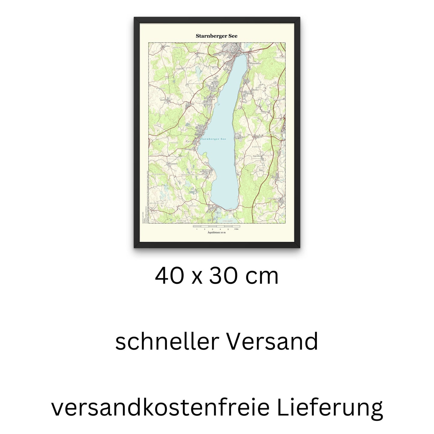 Starnberger See - Vintage Landkarte Bayern