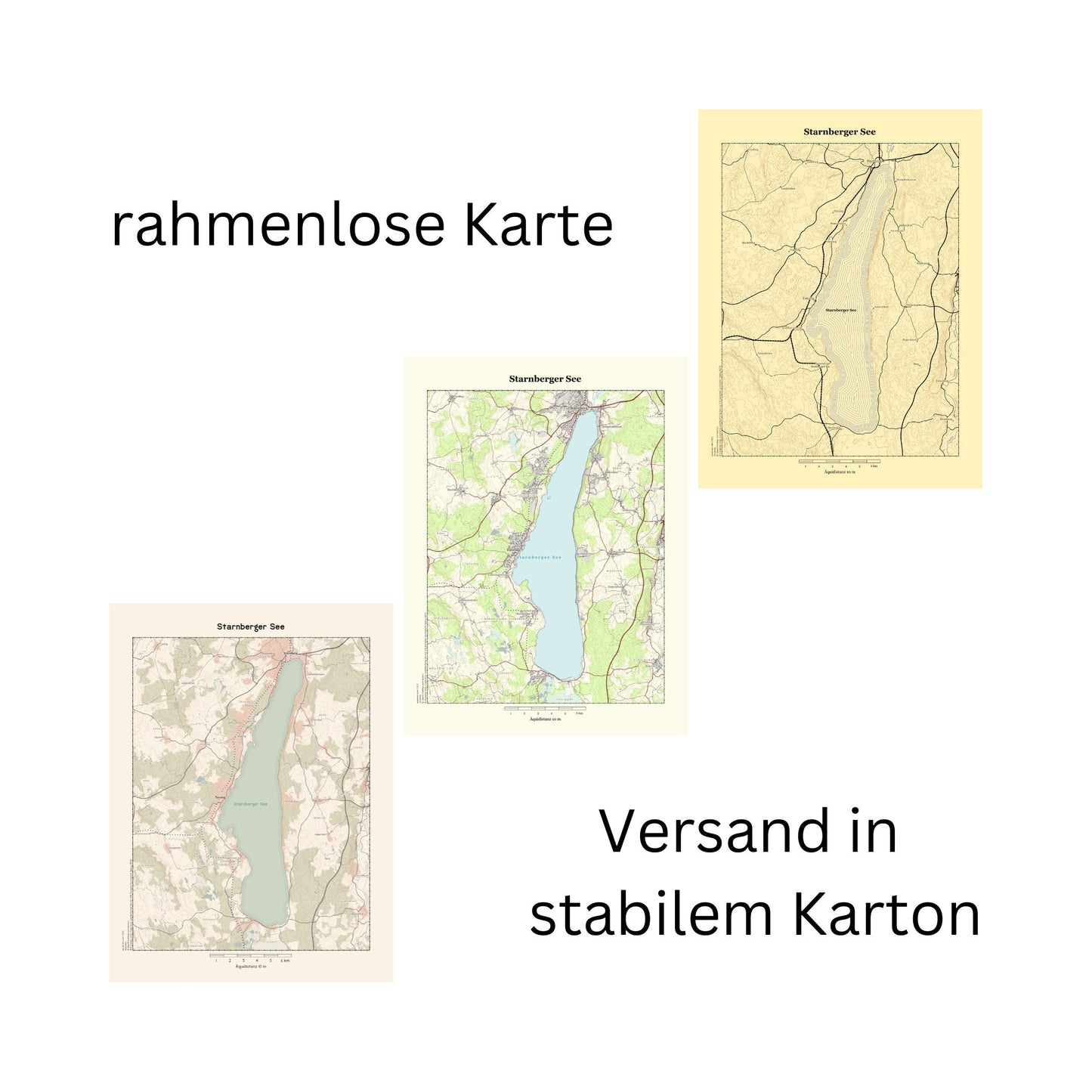 Starnberger See - Vintage Landkarte Bayern