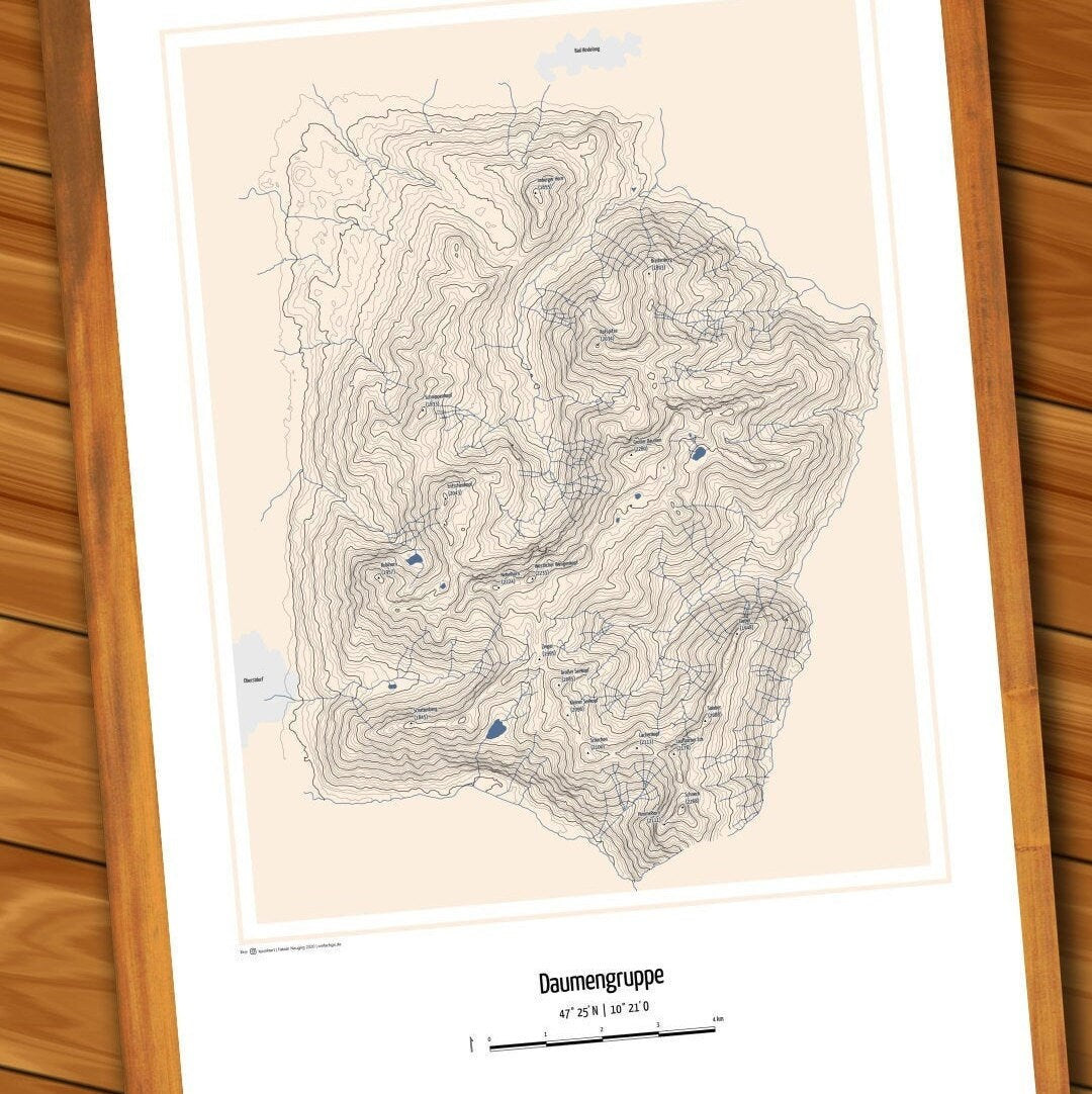 Poster Daumengruppe Landkarte Topographie