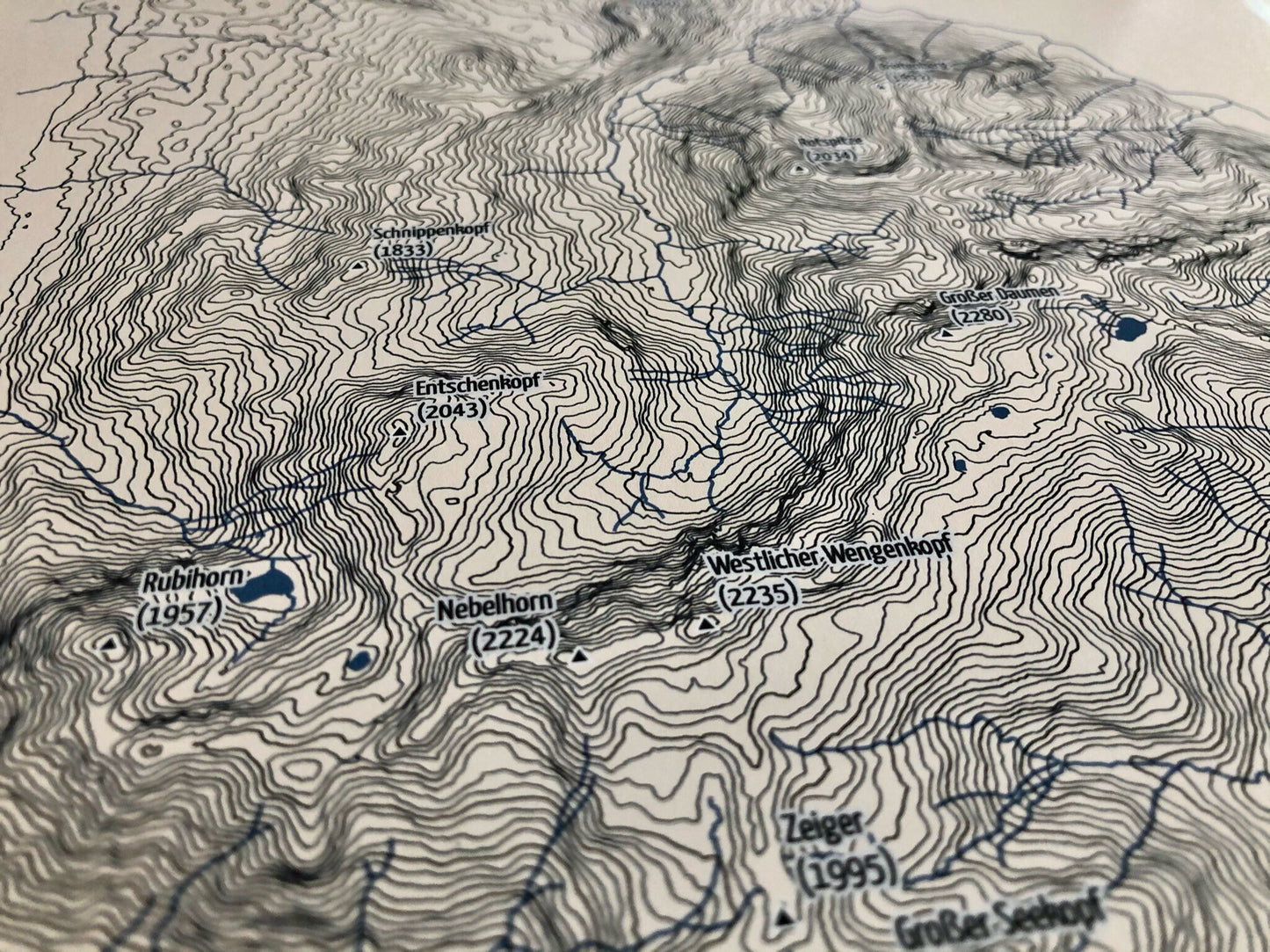 Poster Daumengruppe Landkarte Topographie