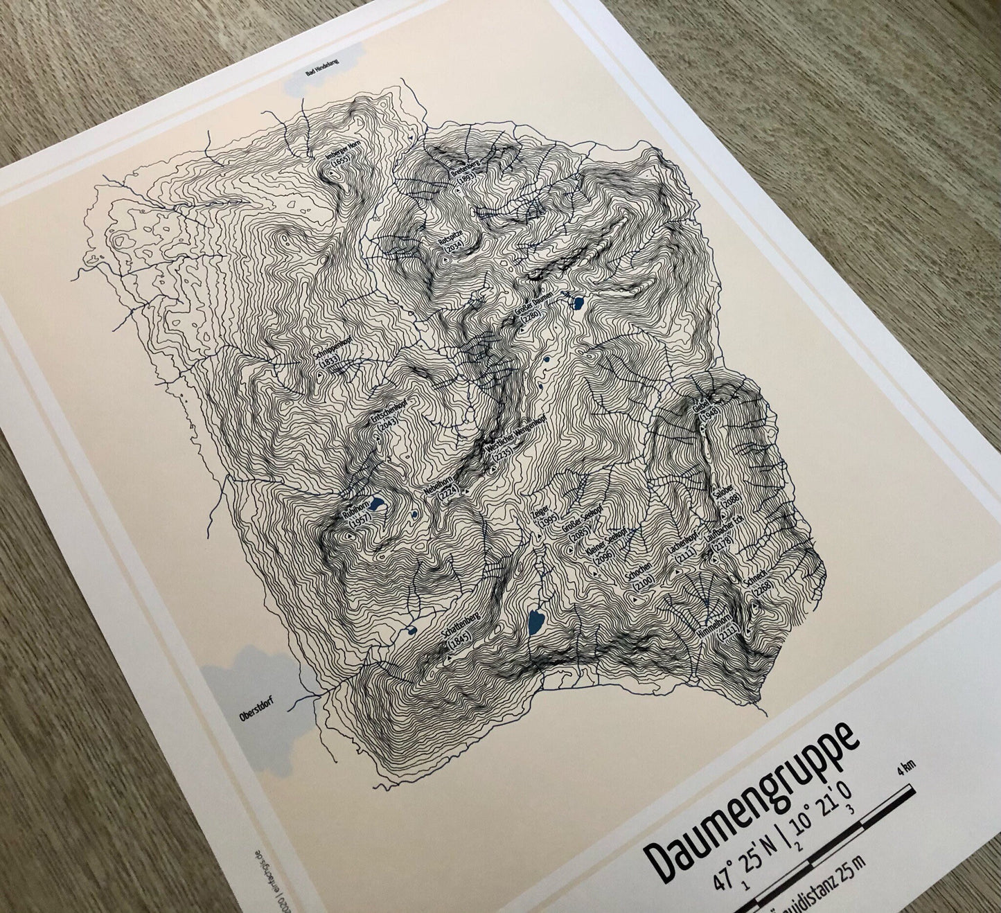 Poster Daumengruppe Landkarte Topographie