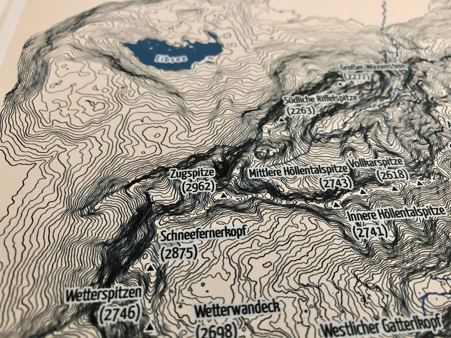 Poster Wettersteingebirge Landkarte Topographie