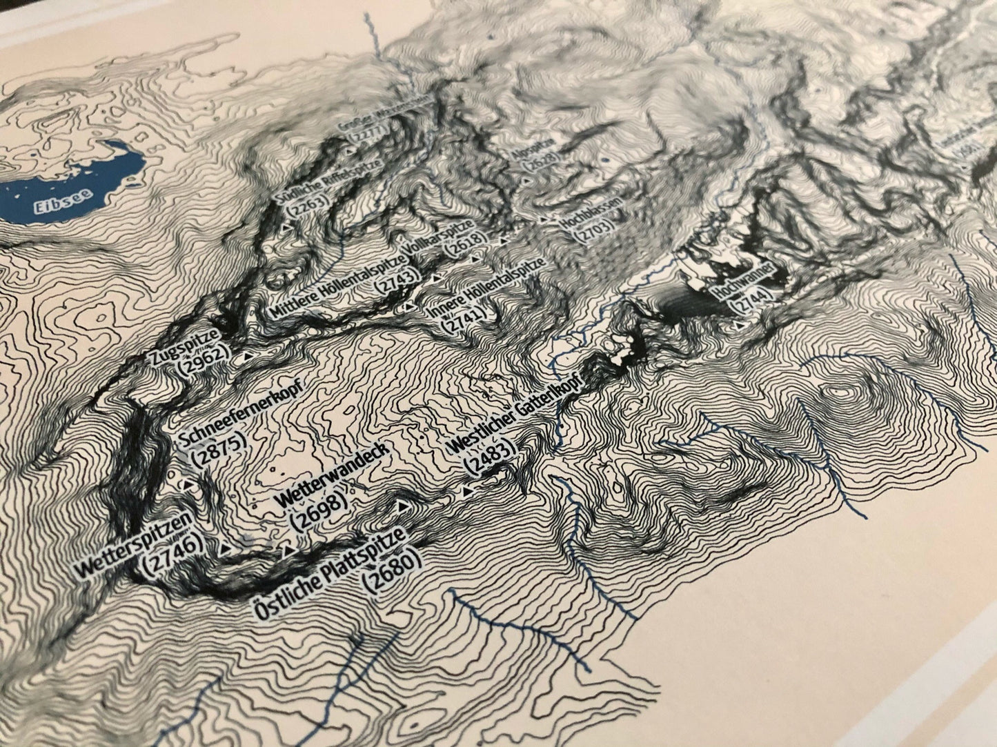 Poster Wettersteingebirge Landkarte Topographie