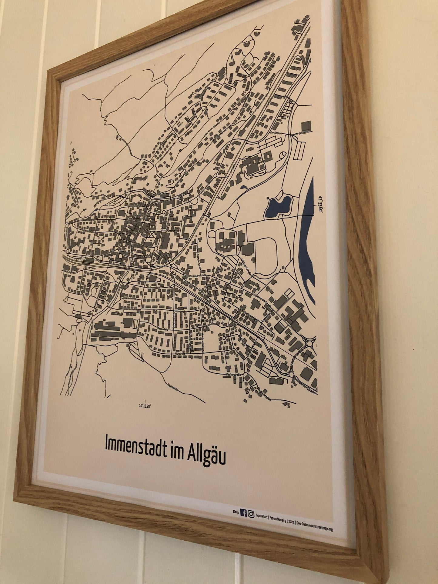 Stadtkarte Immenstadt im Allgäu, 30 x 40 cm Druck