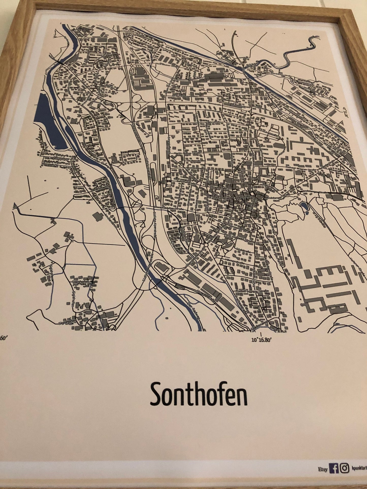 Stadtkarte Sonthofen, 30 x 40 cm Druck