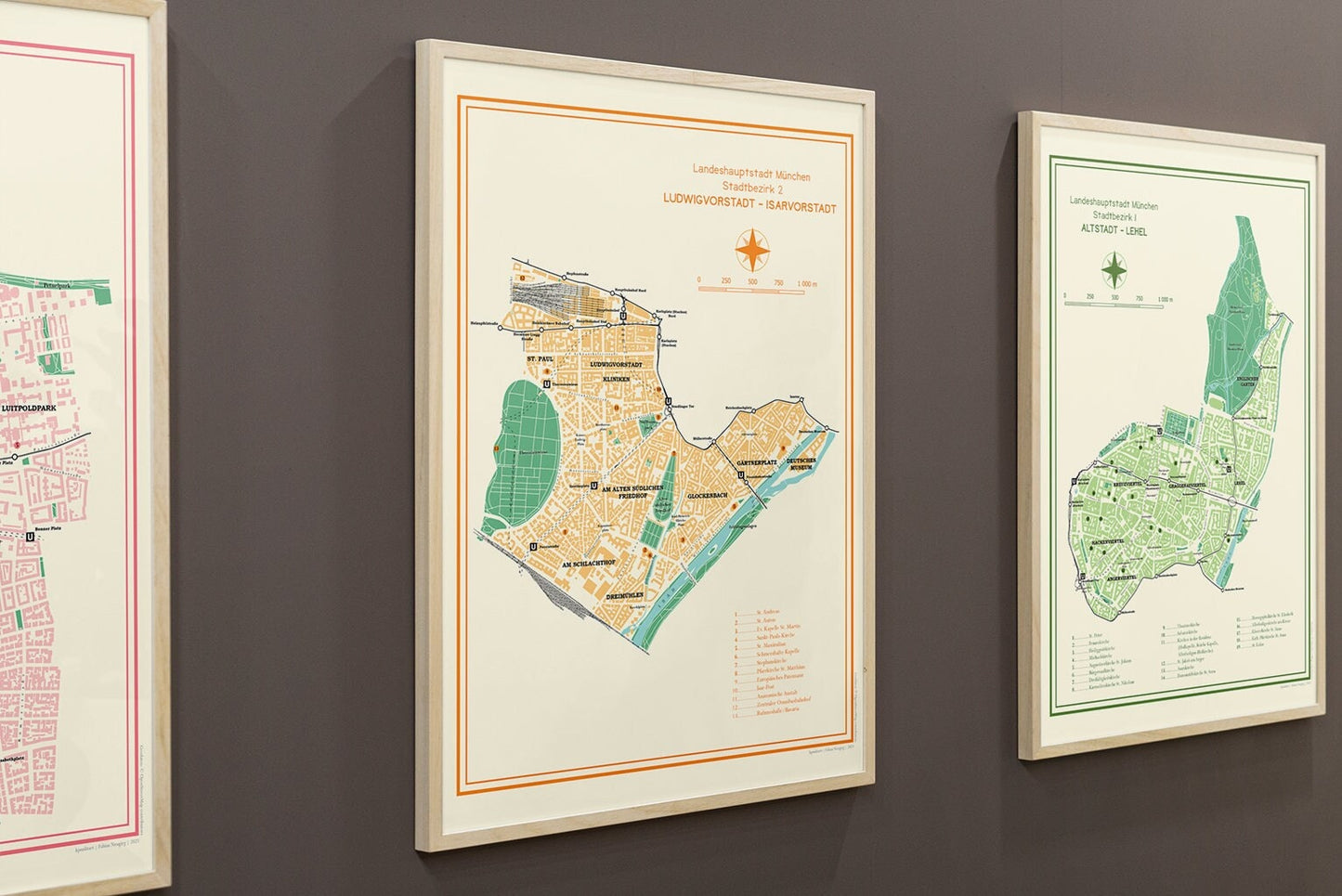 Poster Stadtkarte München Neuhausen-Nymphenburg