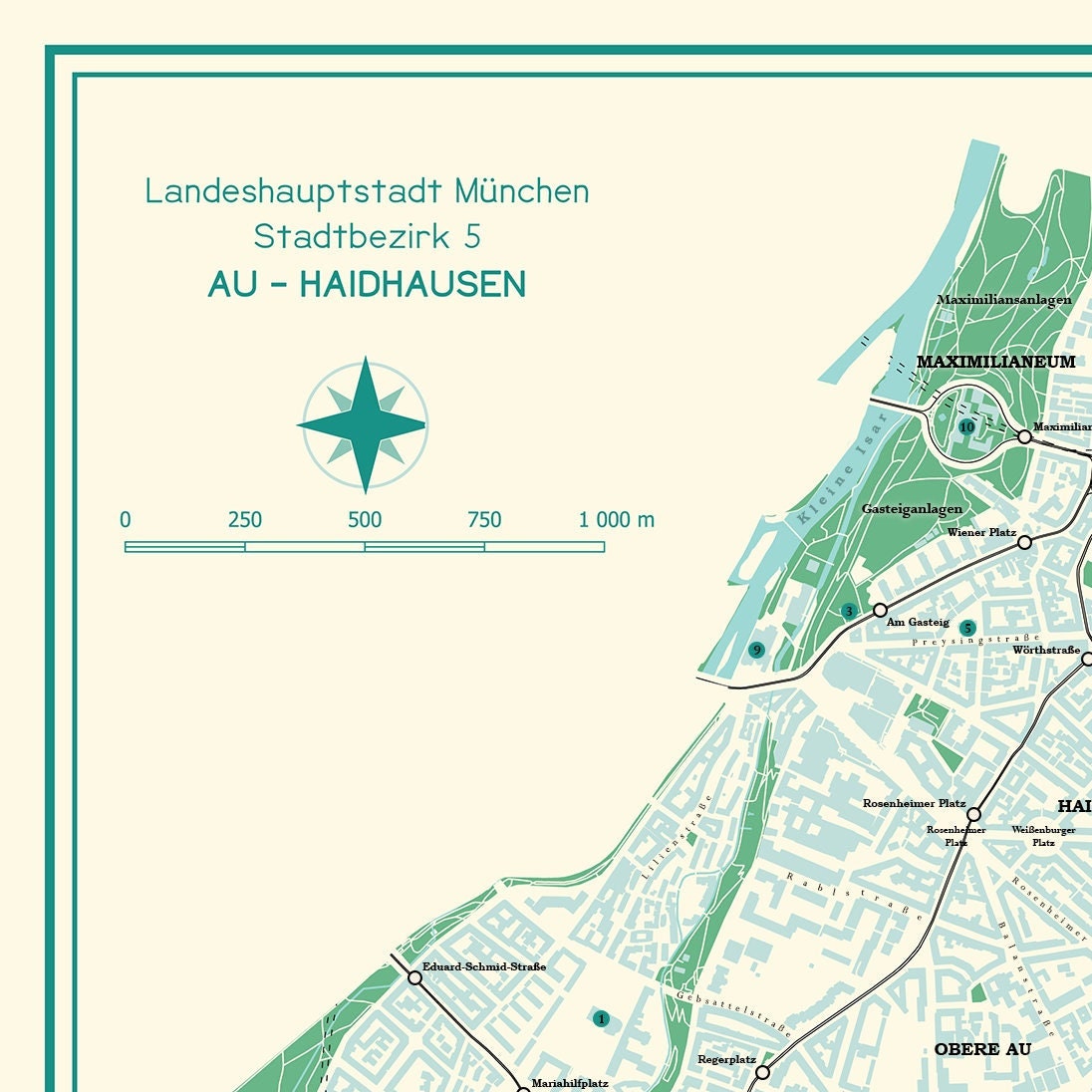 Paket 5 Stadtkarten München | Poster
