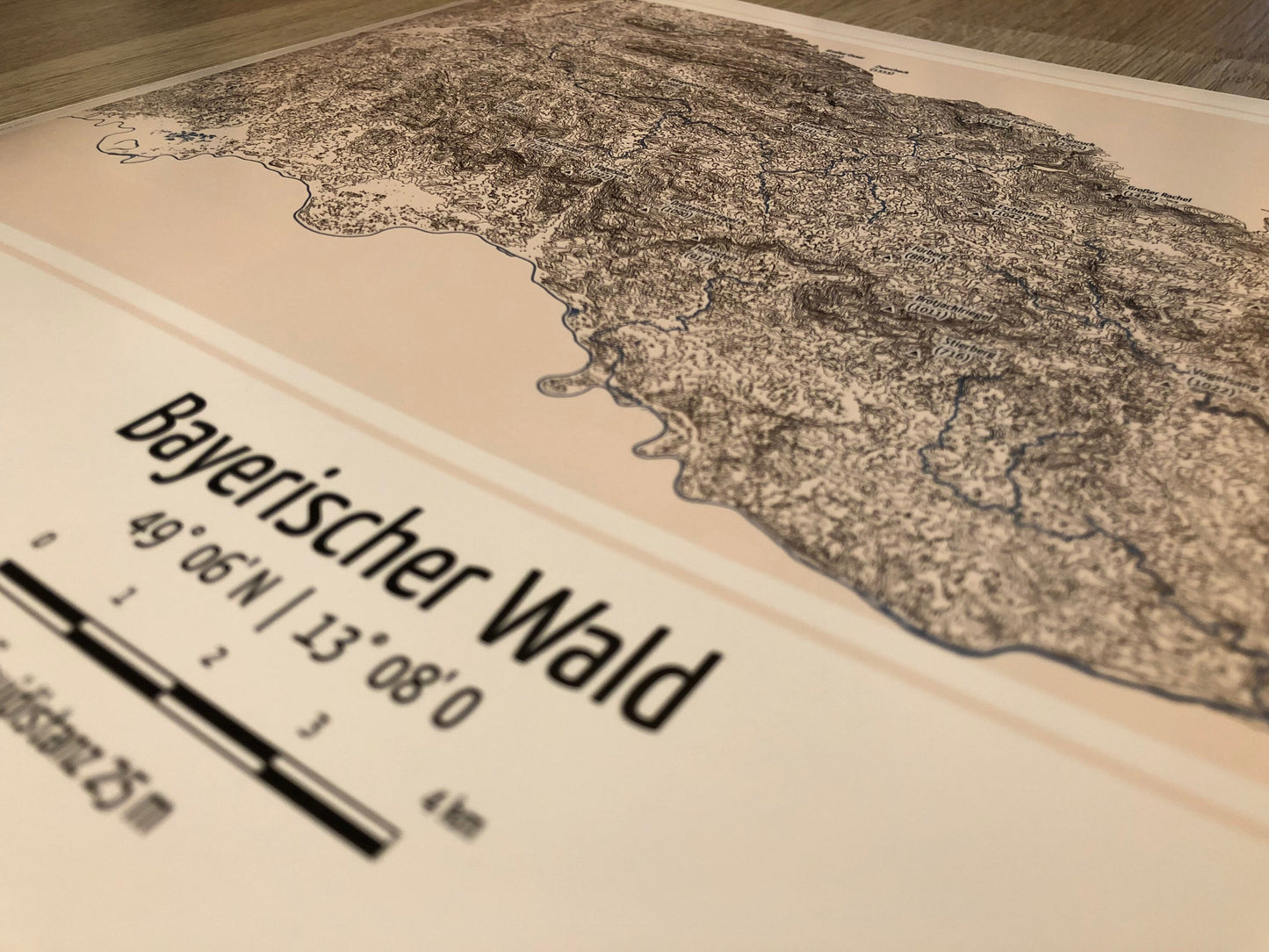 Poster Bayerischer Wald Landkarte Topographie