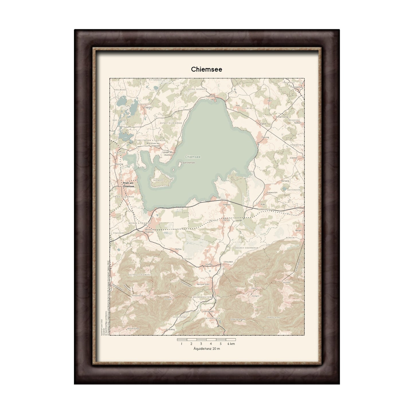 Chiemsee - Vintage Landkarte Bayern
