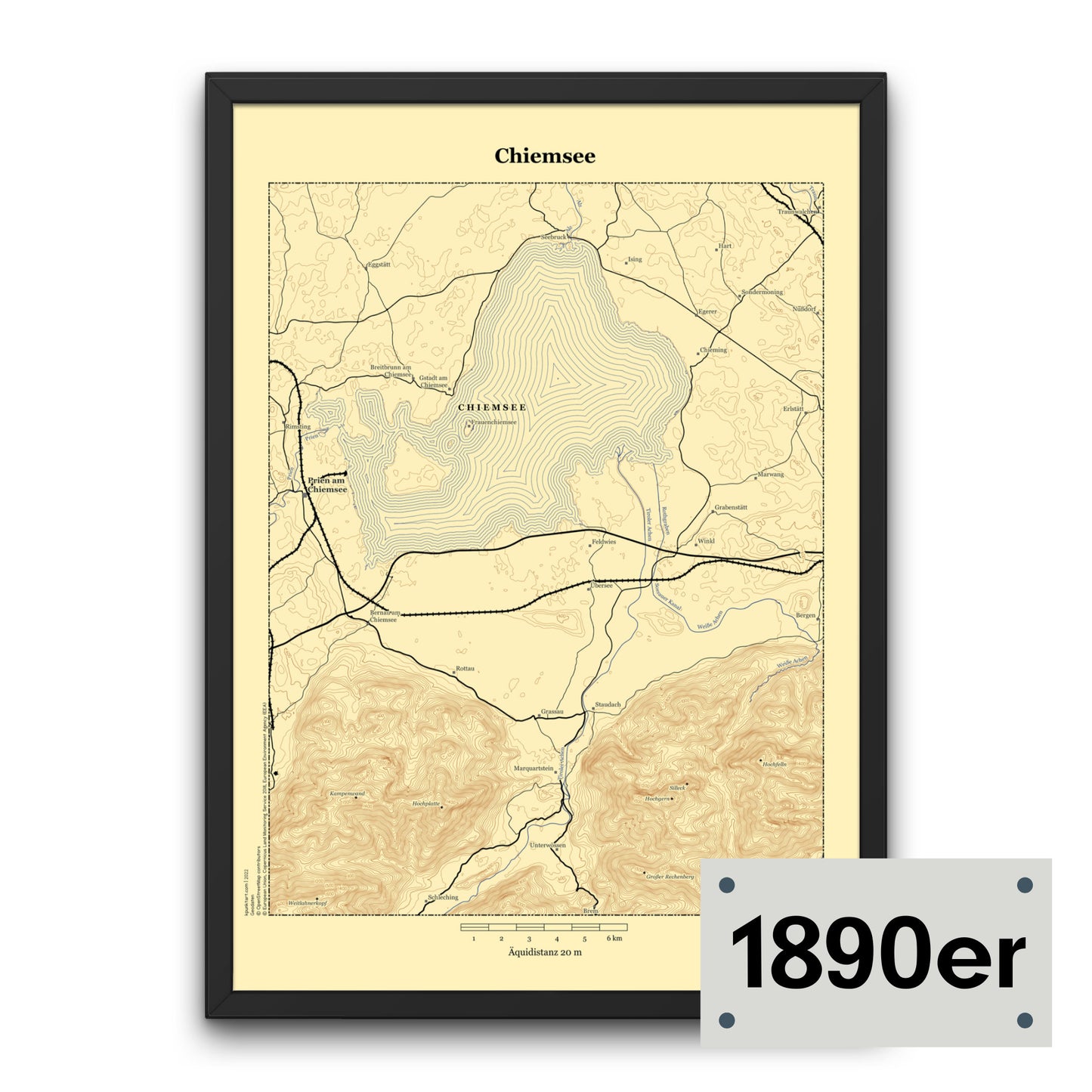 Chiemsee - Vintage Landkarte Bayern