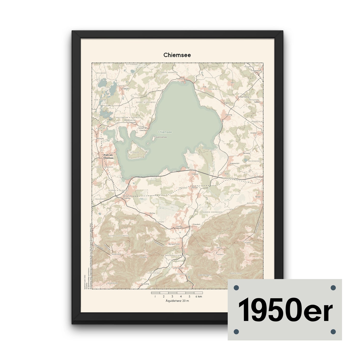 Chiemsee - Vintage Landkarte Bayern
