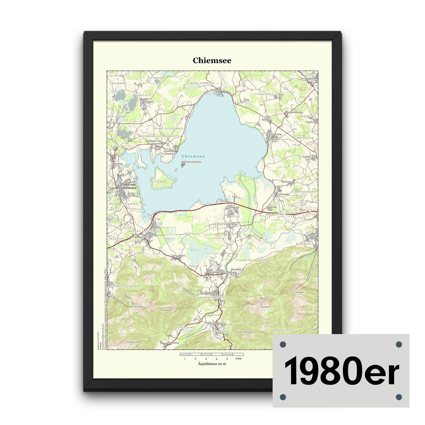 Chiemsee - Vintage Landkarte Bayern