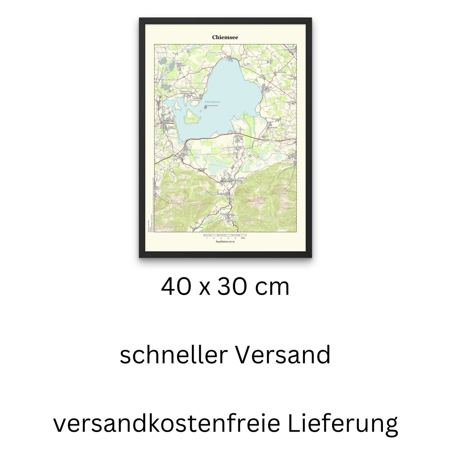 Chiemsee - Vintage Landkarte Bayern