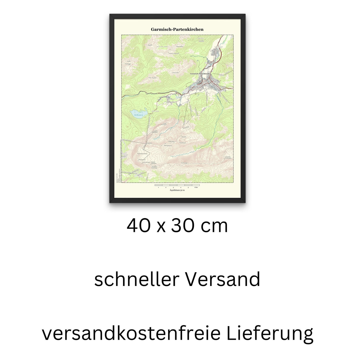 Garmisch-Partenkirchen - Vintage Landkarte Bayern