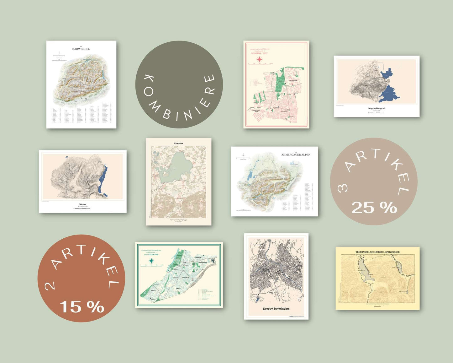 Poster Wettersteingebirge Landkarte Topographie