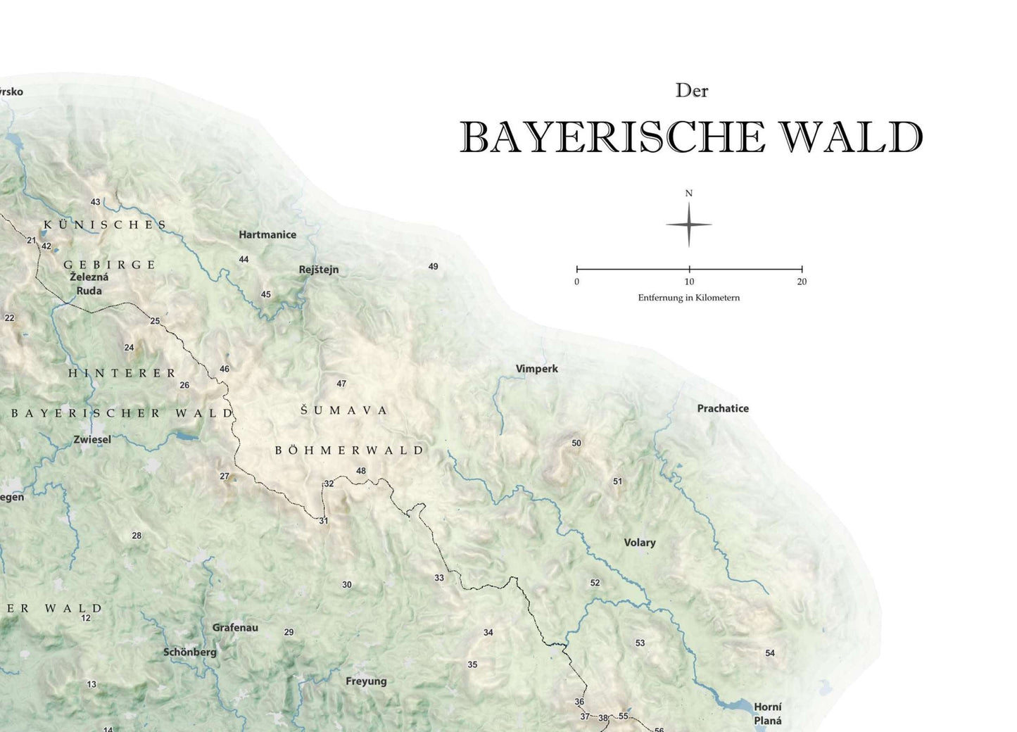 Bayerischer Wald Relief Karte 40 x 50 cm | 50 x 70 cm
