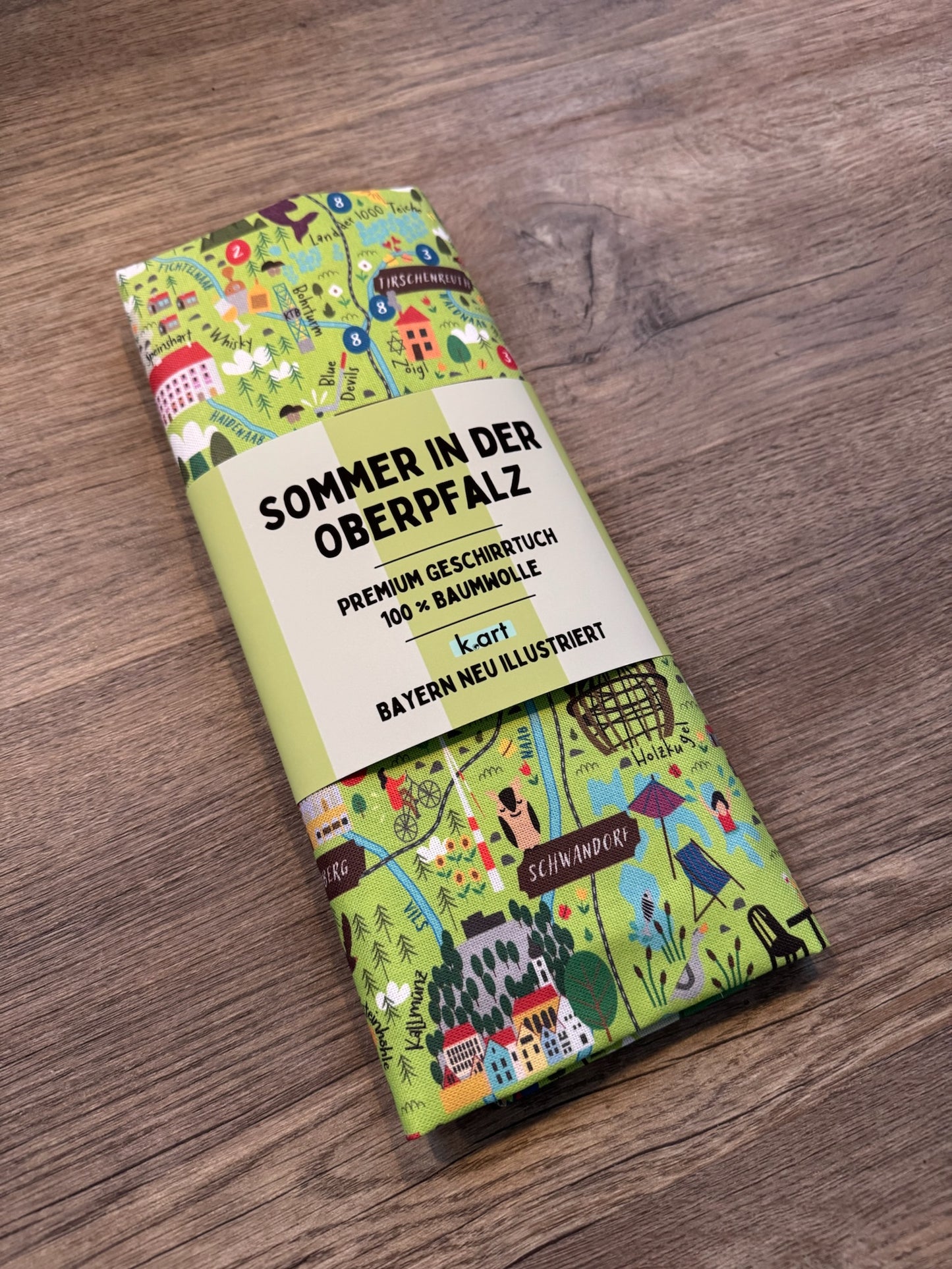 Geschirrtuch Sommer in der Oberpfalz – hochwertiges Baumwolltuch mit Kartenmotiv