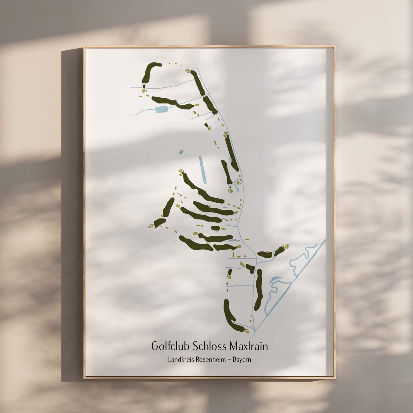 Bunte minimalistische Golfplatzkarte des Golfclub Schloss Maxlrain