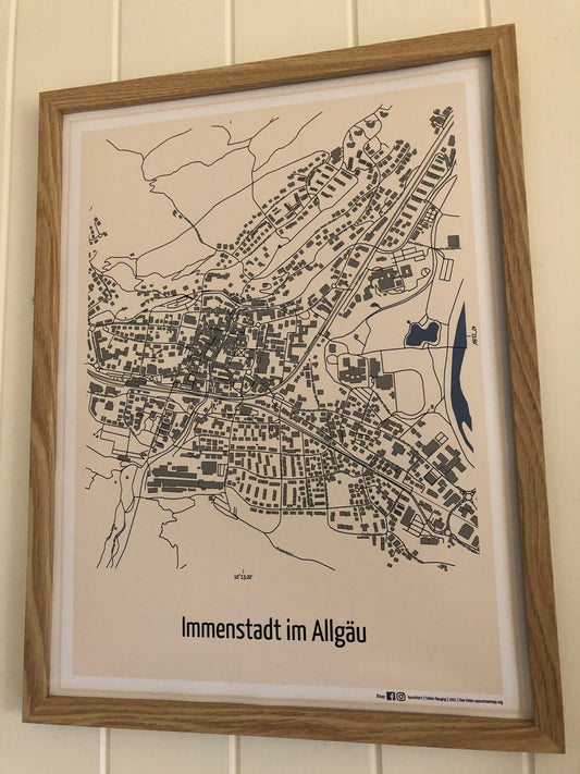 Stadtkarte Immenstadt im Allgäu, 30 x 40 cm Druck