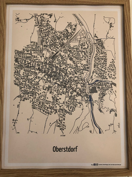 Ortskarte Oberstdorf, 30 x 40 cm Druck