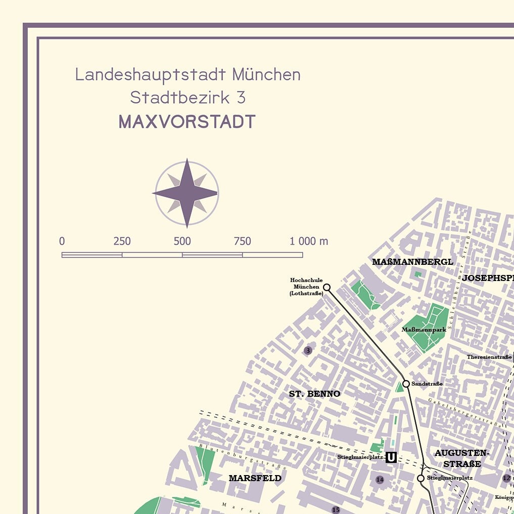 Paket 5 Stadtkarten München | Poster