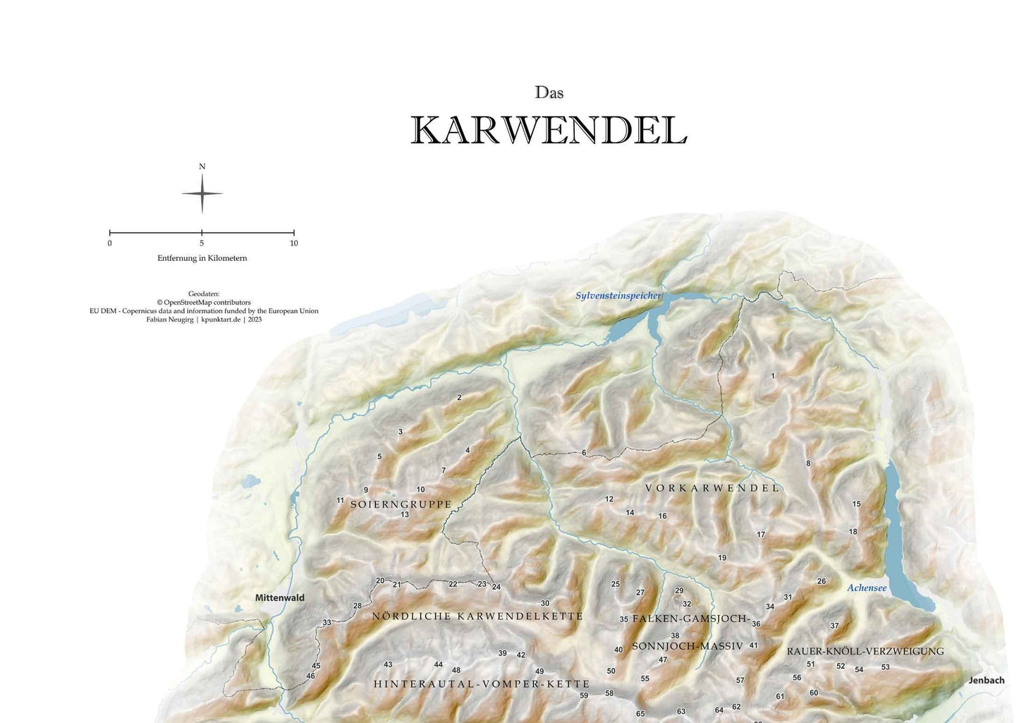 Karwendel Relief Karte 40 x 50 cm