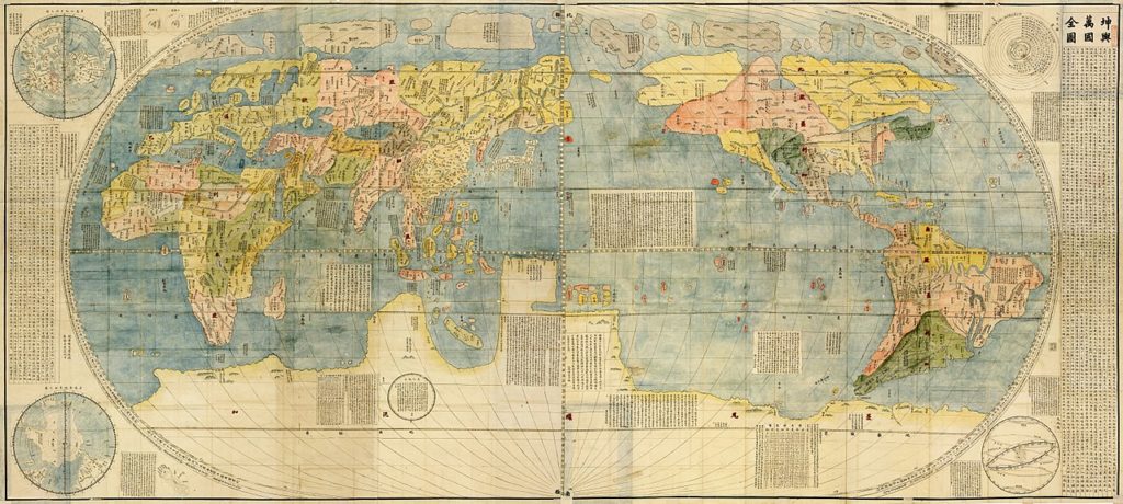 Kolorierte Weltkarte des Matteo Ricci